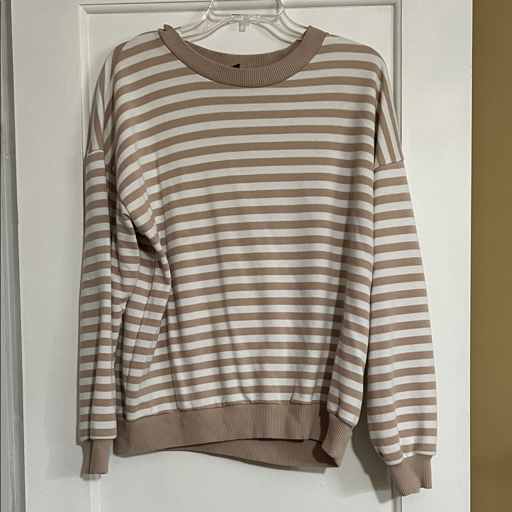 Forever 21 Tan and White Striped Top